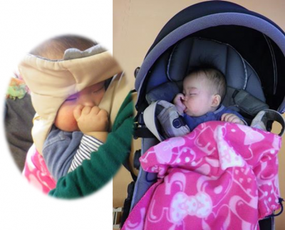 同一チビちゃんです♪　ママの抱っこ→ベビーラック