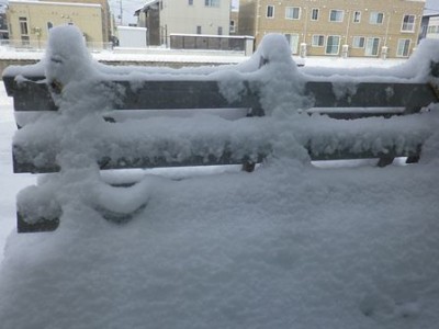保健指導室の窓から見た外の雪